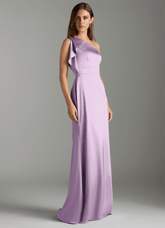 Azazie Rinna Robes de demoiselle d'honneur Robe Sirène en Satin extensible Rayé Frostiges Flieder image2
