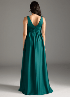 Azazie Yetta Brautjungfernkleider für Schwangere A-Linie Plissee Stretch-Satin Bodenlänge Kleid image7