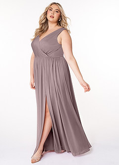 Azazie Tanicia Bridesmaid Dresses Dusk A-Line V-Neck Pleated Mesh Dress image7