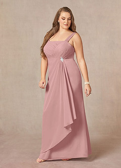 Azazie Weisz Final Sale Dusty Rose A-Line Square Neckline Pleated Chiffon Dress image11