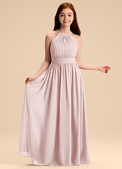 Azazie Malone Junior Robe Trapèze en Mousseline de soie Plissée Rose Pâle image6