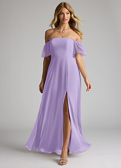 Azazie Sue Bridesmaid Dresses Lilac A-Line Off the Shoulder Chiffon Convertible Dress image1