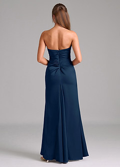 Azazie Lucille Vestidos de damas de honor Vestido de Azul Marino Oscuro de Satén Elástico de Corte Sirena Convertible con Sin tirantes image2