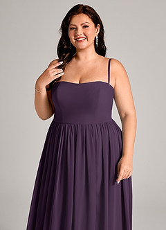 Azazie Calianna Bridesmaid Dresses Plum A-Line Off the Shoulder Chiffon Convertible Dress image2