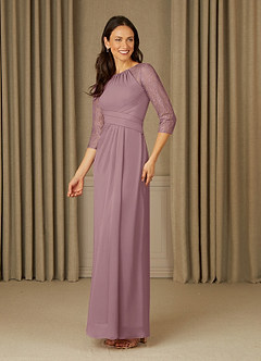 Azazie Zolla Mother of the Bride Dresses Dusty Rose A-Line Lace Chiffon Dress image3