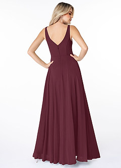 Azazie Calvi Final Sale Cabernet A-Line Ruched Chiffon Dress image2