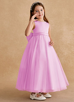 Azazie Cookie Flower Girl Dresses Candy Pink A-Line Bow Tulle Dress image2