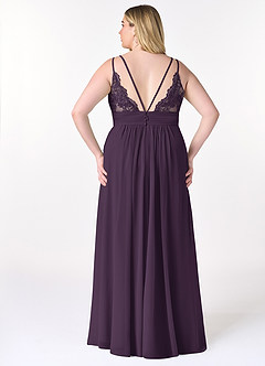Azazie Maren Allure Abiti da Damigella Abito A-Line in Chiffon con Scollo a V in Pizzo Prugna image7