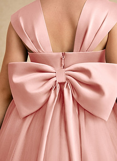 Azazie Chickadee Flower Girl Dresses Rosette Ball-Gown Sweetheart Neckline Matte Satin Dress image6