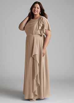 Azazie Aaliyah vestidos de dama de honor modestos Vestido de Corte En A Plisado Scoop Hasta el suelo Gasa image7