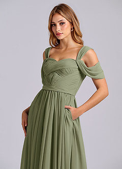 Azazie Koa Final Sale Pistachio A-Line Off the Shoulder Chiffon Dress image7