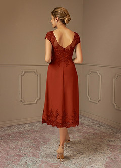 Azazie Terrano Mother of the Bride Dresses Rust A-Line Scoop Lace Dress image3