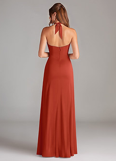 Azazie Elliana Abiti da Damigella Abito Tubino in Raso Elasticizzato Spacco Laterale Ruggine image6