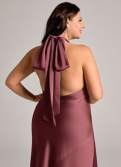 Azazie Velli Klänningar att prova hemma Klä av Sjöjungfru i Stretch Satin Hög hals Dusty Sage image13