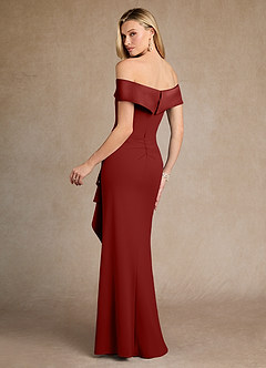 Azazie Laredo Mother of the Bride Dresses Terracotta Mermaid Off the Shoulder Stretch Crepe Dress image3