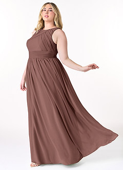 Azazie Harper Bridesmaid Dresses Espresso A-Line Pleated Chiffon Dress image8