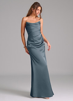 Azazie Lucille Bridesmaid Dresses Twilight Mermaid Strapless Stretch Satin Convertible Dress image5