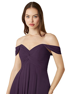 Azazie Vicenta Final Sale Plum A-Line Off the Shoulder Chiffon Convertible Dress image7