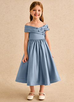 Azazie Deedee Flower Girl Klänningar Klä Balklänning i Matt satäng Av axeln image5