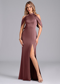 Azazie Bonny Bridesmaid Dresses Vintage Mauve Mermaid Off the Shoulder Stretch Satin Dress image3