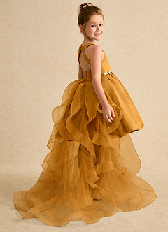 Azazie Julietta Blumenmädchenkleider Ballkleid Cabrio Tüll Kleid Butterscotch image6
