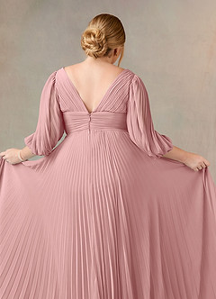 Azazie Zahara Final Sale Burgundy A-Line V-Neck Pleated Chiffon Dress image11