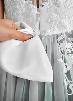 Azazie Bitsy Flower Girl Dresses Ivory Pine A-Line Lace Tulle Dress image7