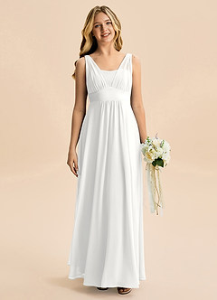 Azazie Odette Junior White A-Line Sweetheart Neckline Chiffon Dress image6