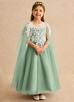 Azazie Dandelion Abiti da Ragazza di Fiori Abito Principessa in Pizzo Matcha image7