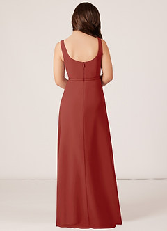 Azazie Renee Junior Terracotta A-Line Side Slit Chiffon Dress image2