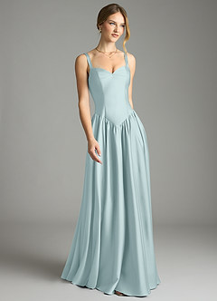 Azazie Evadina Vestidos de damas de honor Vestido de Neblina de Satén Elástico de Corte en A con Corsé image1