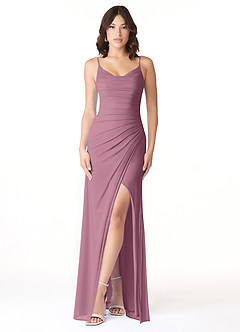Azazie Deandra Bridesmaid Dresses Vintage Mauve Mermaid Pleated Mesh Dress image1