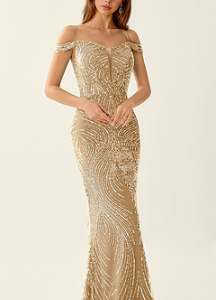 Sabine Champagne Beading Corset Lace Up Back Mermaid Prom Dress image6