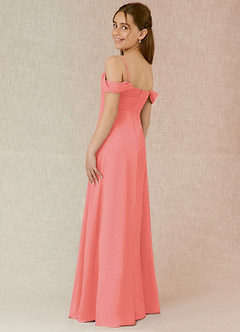 Azazie Kaitlynn Junior Jurk van Chiffon met A-Lijn Off the Shoulder Koraal image5