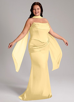 Azazie Sorrel Bridesmaid Dresses Butter Mermaid Strapless Stretch Satin Convertible Dress image9