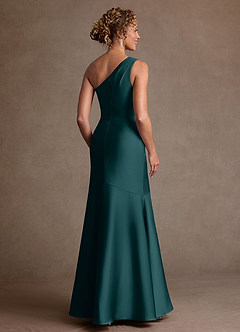 Azazie Haifa Klänningar till brudens mor Klä Sjöjungfru i Stretch Satin Ena axeln Tallgrön image2