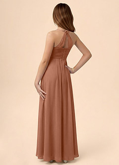 Azazie Ginny Junior Bronzer A-Line Pleated Chiffon Dress image2