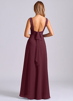 Azazie Beatrice Robes de demoiselle d'honneur Robe Trapèze en Mousseline de soie Encolure en Forme de Cœur Cabernet image2