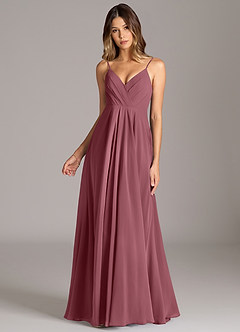 Azazie Amani Bridesmaid Dresses Desert Rose A-Line Pleated Chiffon Dress image4