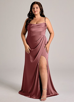 Azazie Johana Brudtärnklänningar Klä av Sjöjungfru i Stretch Satin Av axeln Ametist Konvertibel image13