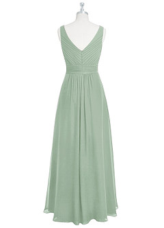 Azazie Pierrette Bridesmaid Dresses Agave A-Line Pleated Chiffon Dress image8