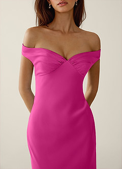 Gwendonme Hot Pink Satin Crystal Linen Prom Dress image5