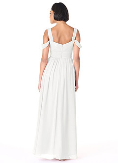 Azazie Lianne Bridesmaid Dresses White A-Line Off the Shoulder Chiffon Dress image4