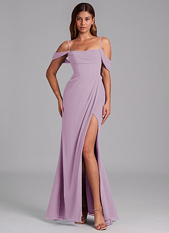 Azazie Johana Jurken voor bruidsmeisjes Converteerbaar Jurk van Chiffon met Zeemeermin Off the Shoulder Blauweregen image4