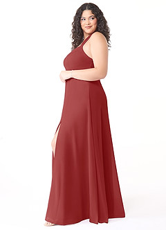 Azazie Jane Vestidos de damas de honor Vestido de Óxido de Gasa de Corte en A con Cuello en V plisado image8