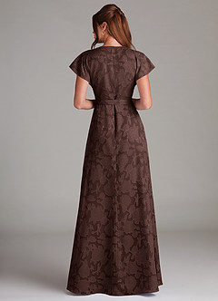 Azazie Ling Final Sale Ganache A-Line Pleated Floral Burnout Dress image6