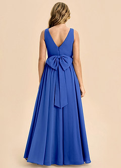 Azazie Hathaway Junior Royal Blue A-Line Bow Chiffon Dress image1