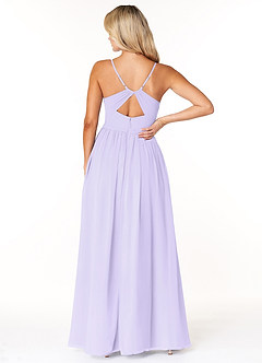 Azazie Dominic Bridesmaid Dresses Lilac A-Line V-Neck Pleated Chiffon Dress image2