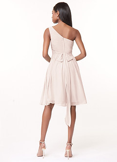 Azazie Katrina Bridesmaid Dresses Rose Petal A-Line One Shoulder Chiffon Dress image2