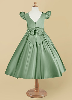 Azazie Violeta Flower Girl Dresses Matcha Ball-Gown Bow Matte Satin Dress image8
